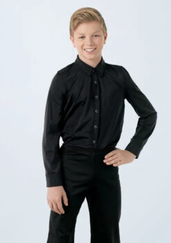 Weissman Collar Button Down Shirt -Capezi Dance Wear Shop 10760 Black 3994 200922154336 0019 T 72257.1698813082