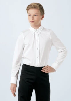 Weissman Collar Button Down Shirt -Capezi Dance Wear Shop 10760 white 3994 99855.1678886729