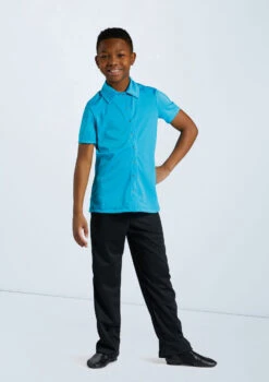 Weissman Boys Collared Shirt -Capezi Dance Wear Shop 12501 turquoise 11456 black 4325 92846.1678887463