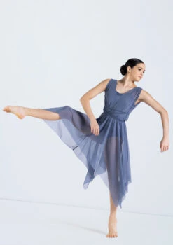Weissman Mesh Handkerchief Hem Dress -Capezi Dance Wear Shop 14292 indigo 12103 78389.1698816781