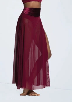 Weissman Velvet Waist Mesh Maxi Skirt -Capezi Dance Wear Shop 14299 blackcherry 7510 58192.1678889091