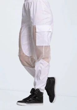 Weissman Sheer Inset Cargo Pants -Capezi Dance Wear Shop 14327 white 3325 93147.1698816786