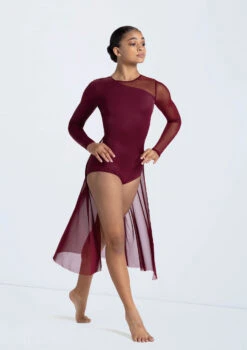 Weissman Long Sleeve Back Panel Leotard -Capezi Dance Wear Shop 14423 blackcherry 440 84170.1698817156