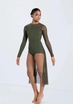 Weissman Long Sleeve Back Panel Leotard -Capezi Dance Wear Shop 14423 olive 504 93297.1698817156