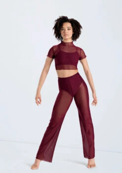 Weissman Cropped Power Mesh Tee -Capezi Dance Wear Shop 14428 blackcherry 14430 blackcherry 924 58672.1698817156