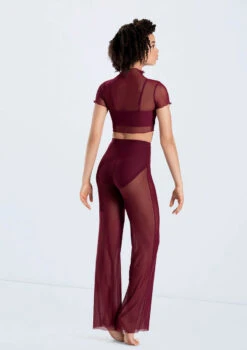 Weissman Cropped Power Mesh Tee -Capezi Dance Wear Shop 14428 blackcherry 14430 blackcherry 937 21067.1692402366