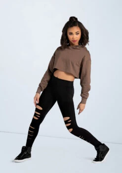 Weissman Long Sleeve Cropped Hoodie -Capezi Dance Wear Shop AH10417 mocha MT10411 black 2751 20309.1678890513