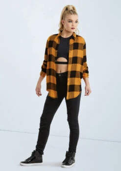 Weissman Oversized Buffalo Plaid Shirt 13 Weissman Oversized Buffalo Plaid Shirt -Capezi Dance Wear Shop AH10810 saffron 010 67452.1678890532