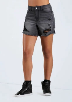 Weissman Slashed Jean Shorts 10 Weissman Slashed Jean Shorts -Capezi Dance Wear Shop AH11505 blackdenim 166314 87107.1698450135