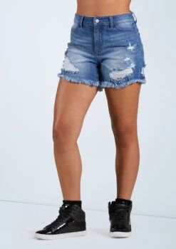 Weissman Slashed Jean Shorts 11 Weissman Slashed Jean Shorts -Capezi Dance Wear Shop AH11505 mediumwash 166372 1057 T 54891.1698450134
