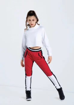 Weissman Color Block Jogger Pants -Capezi Dance Wear Shop AH11509 white AH11232 red white 462 85227.1678890539