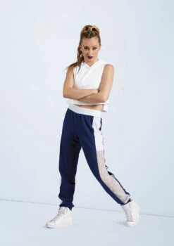 Weissman Sporty Mesh Jogger Pants -Capezi Dance Wear Shop AH11754 navy 6856 32832.1698840265