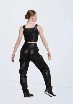 Weissman Faux Leather Jogger Pants -Capezi Dance Wear Shop AH12555 black 8854 13303.1678890648