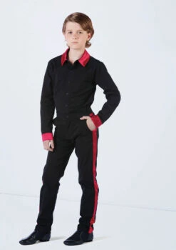 Weissman Boys Satin Stripe Pants 10 Weissman Boys Satin Stripe Pants -Capezi Dance Wear Shop AH12616 red 1774 33136.1698840275