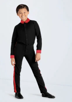 Weissman Boys Satin Collar Shirt -Capezi Dance Wear Shop AH12617 red 10343 15655.1698840275
