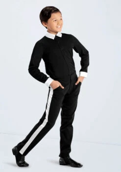 Weissman Boys Satin Collar Shirt -Capezi Dance Wear Shop AH12617 white 0499 96911.1698840275