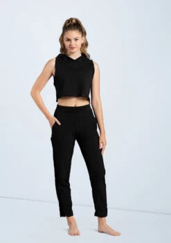 Weissman Hooded Sleeveless Crop Top -Capezi Dance Wear Shop AH9207 AH12047 black 6802 22890.1698840275