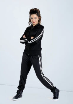 Weissman Stripe Sleeve Track Jacket -Capezi Dance Wear Shop AH9280 black AH9281 black 089 28423.1678890723