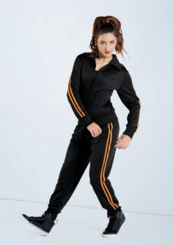 Weissman Stripe Sleeve Track Jacket -Capezi Dance Wear Shop AH9280 blackember AH9281 blackember 983 57238.1678890724