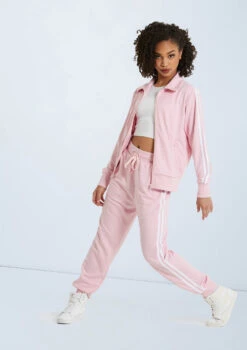 Weissman Stripe Sleeve Track Jacket -Capezi Dance Wear Shop AH9280 pink AH9281 pink 011 15128.1678890724