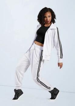 Weissman Stripe Sleeve Track Jacket -Capezi Dance Wear Shop AH9280 white AH9281 white 2699 54449.1678890723