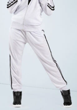 Weissman Side Stripe Track Pants -Capezi Dance Wear Shop AH9281 white 2705 83719.1678890728
