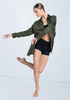 Weissman Solid Button Down Shirt -Capezi Dance Wear Shop AH9878 olive 199 17190.1678890736