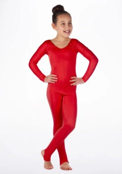 Alegra Girls Shiny Blaine Catsuit -Capezi Dance Wear Shop ALC5290 MAIN RED 00840.1675211017