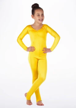 Alegra Girls Shiny Blaine Catsuit -Capezi Dance Wear Shop ALC5290 MAIN YEL 89581.1675211026