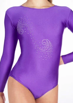 Alegra Girls Swirl Long Sleeve Gymnastics Leotard -Capezi Dance Wear Shop ALL0905SLVSWIRLS CROPM PUR 73225.1690542760