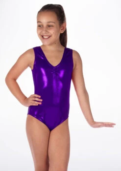 Alegra Girls Metallic Senna Leotard -Capezi Dance Wear Shop ALL5203M MAIN PUR 43329.1678873778