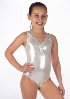 Alegra Girls Metallic Senna Leotard -Capezi Dance Wear Shop ALL5214 MAIN SLV 40985.1678873778