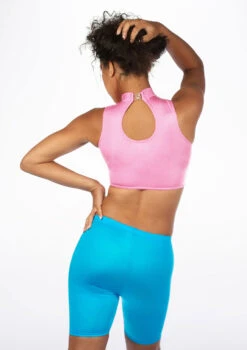 Alegra Girls Shiny Maris Dance Crop Top -Capezi Dance Wear Shop ALS0264S MAIN PNK 23617.1678878305