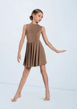 Weissman Keyhole Back Skater Dress -Capezi Dance Wear Shop D11782 mocha 6192 31532.1678890837