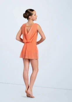 Weissman Mesh Overlay Dress -Capezi Dance Wear Shop D12770 sunsetcoral 9061 59724.1678890878