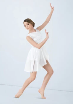 Weissman Mesh Wrap Dress -Capezi Dance Wear Shop D8423 white 1703 23723.1678890969