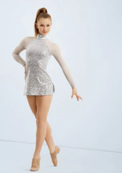 Weissman Sequin Performance Shift Dress -Capezi Dance Wear Shop D9614 silver 014 86795.1678890969