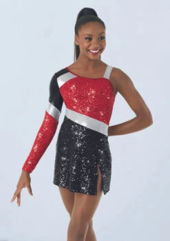 Weissman Colorblock Sequin Dress -Capezi Dance Wear Shop D9691 red black 1343 59903.1678890973