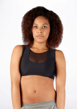 Dincwear Mesh Insert Crop Top -Capezi Dance Wear Shop DNDWJ003 MAIN BLK 84863.1678927522