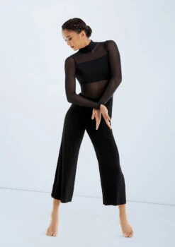 Weissman Culotte Unitard With Mesh -Capezi Dance Wear Shop MJ11187 black 104 98836.1698840476