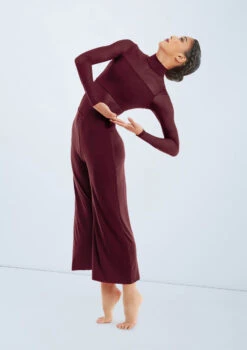 Weissman Culotte Unitard With Mesh -Capezi Dance Wear Shop MJ11187 raisin 111 28730.1678890994