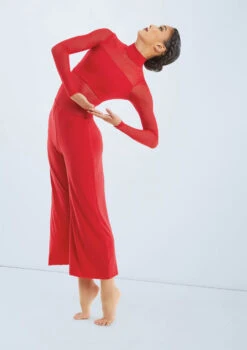 Weissman Culotte Unitard With Mesh -Capezi Dance Wear Shop MJ11187 red 111 76485.1678890994