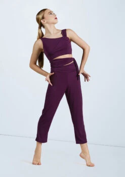 Weissman Cropped Cutout Jumpsuit -Capezi Dance Wear Shop MJ11547 eggplant 160525 21263.1678891000