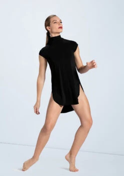 Weissman Mock Neck Tee Dress -Capezi Dance Wear Shop MJ12796 black 878 37938.1678891079