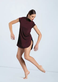 Weissman Mock Neck Tee Dress -Capezi Dance Wear Shop MJ12796 raisin 809 17935.1678891079