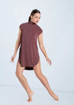 Weissman Mock Neck Tee Dress -Capezi Dance Wear Shop MJ12796 rosewood 703 08043.1698840483