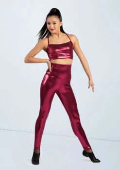 Weissman High Waist Metallic Leggings -Capezi Dance Wear Shop ML9062 blackcherry 1202 74811.1678891101