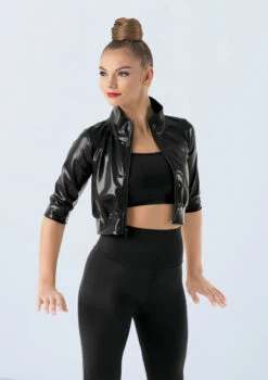 Weissman Cropped Metallic Jacket 15 Weissman Cropped Metallic Jacket -Capezi Dance Wear Shop ML9703 black 1078 30712.1698840495