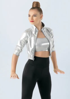 Weissman Cropped Metallic Jacket 13 Weissman Cropped Metallic Jacket -Capezi Dance Wear Shop ML9703 silver 1088 43776.1678891105