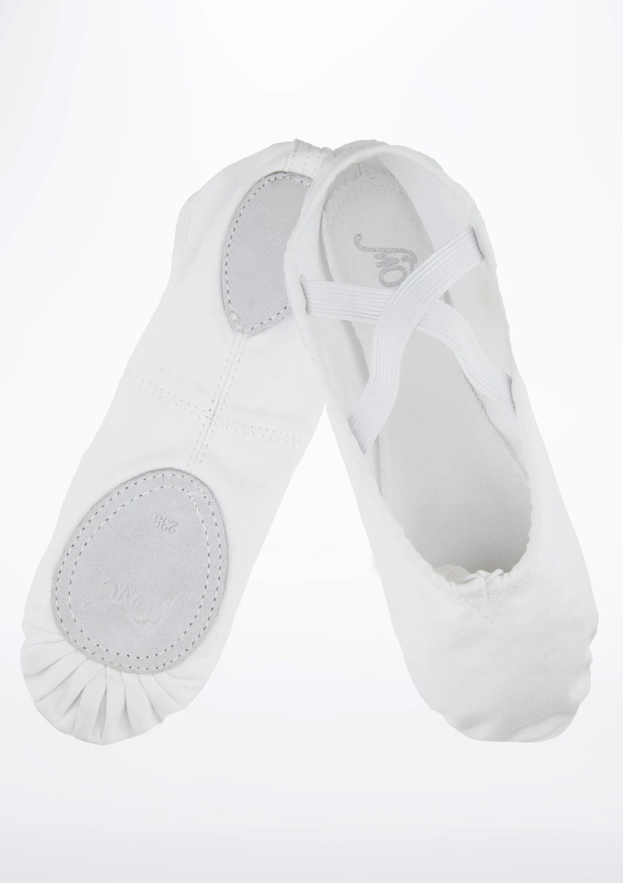 Move Dance Split Sole Canvas Ballet Shoe - White 2 Move Dance Split Sole Canvas Ballet Shoe - White - Image 2